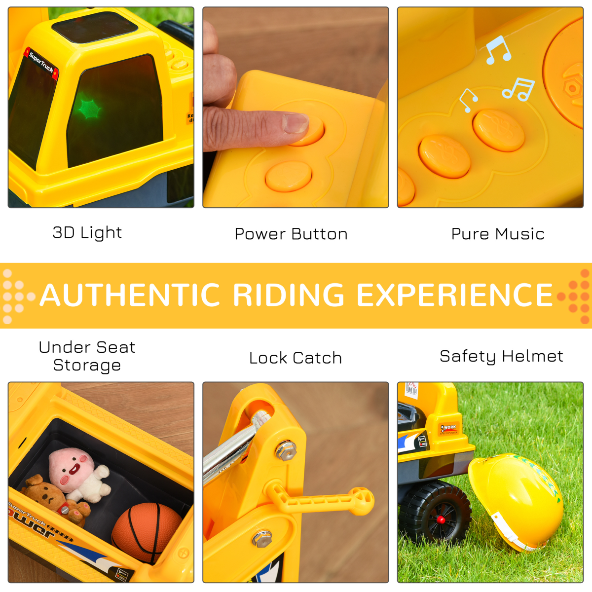 Yellow Excavator Digger Toy for Kids 2-3 Years