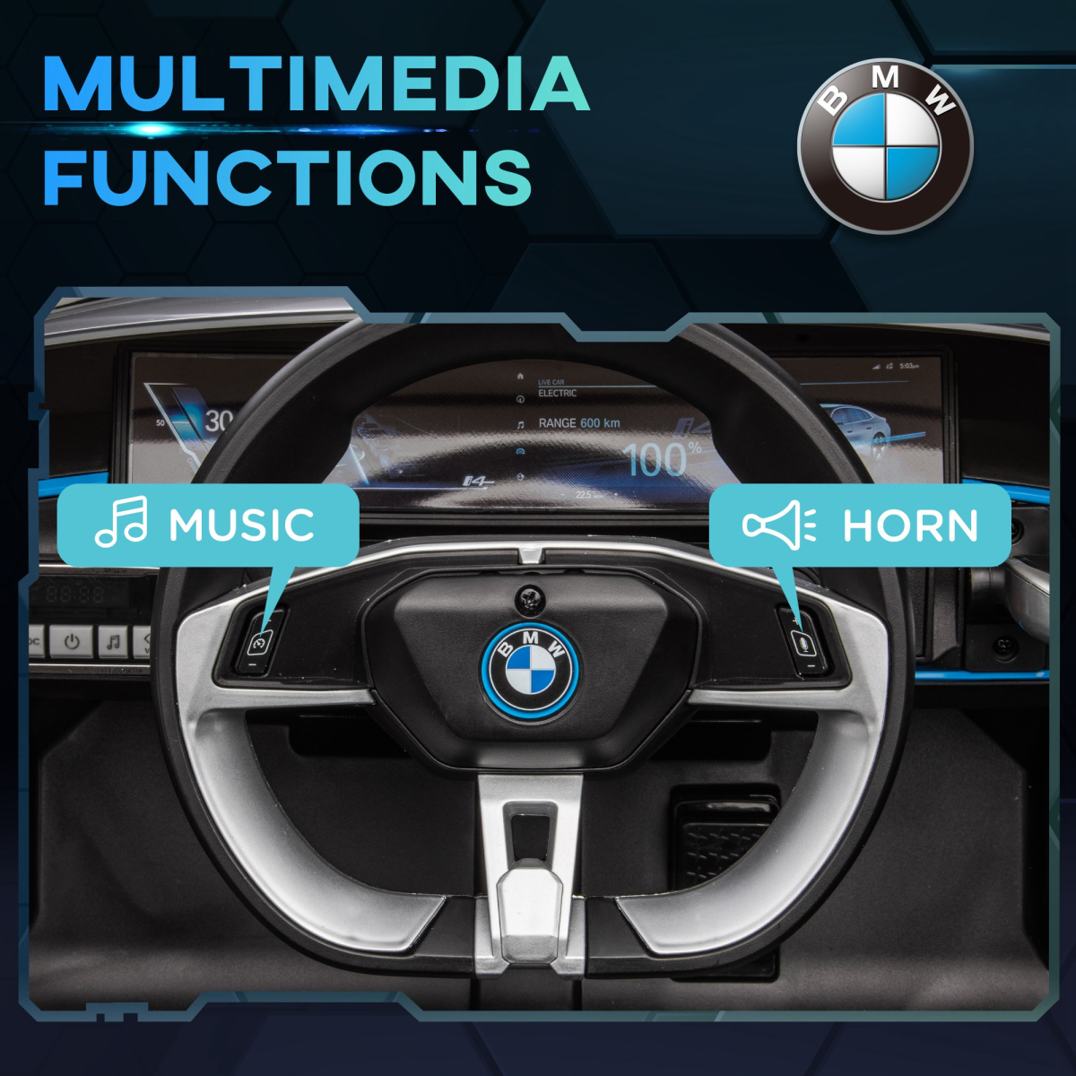 BMW i4 Kids Electric Ride-On 12V - Stylish Black Ride for Young Adventurers!