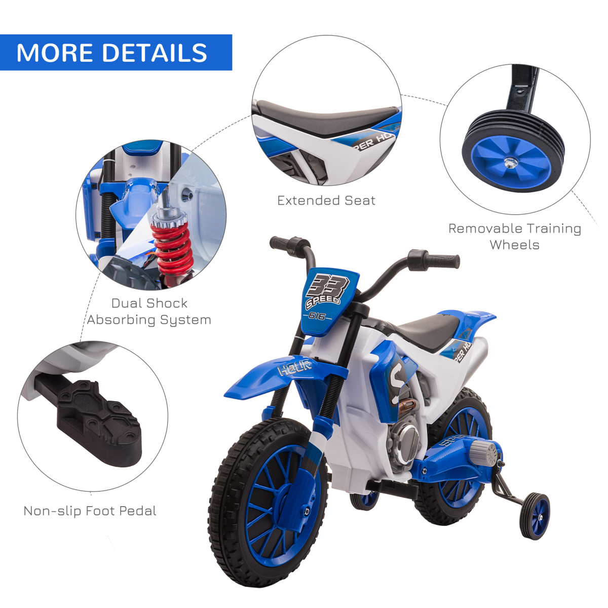 Blue 12V Kids Electric Motorbike