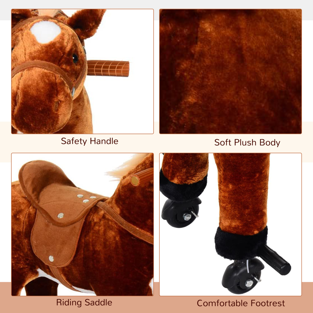 Galloping Plush Pony Ride-On Toy with Sounds
