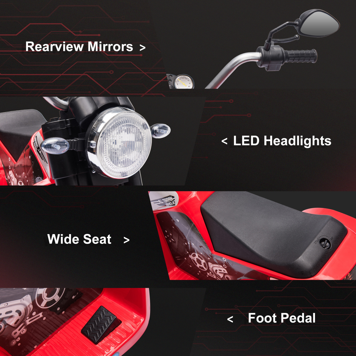 6V Electric Motorcycle for Kids in Red
