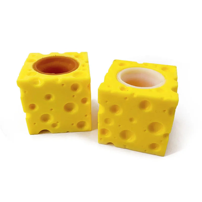 Stress-Relieving Cheese Mouse Fidget Toy & Squirrel Cup Prank Stress Ball for Fun and Relaxation