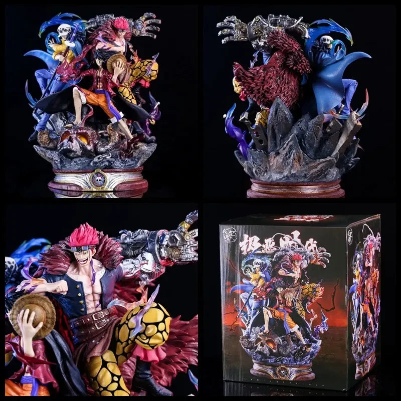One Piece Luffy, Kid & Law 20cm Handmade Action Figure – Ghost Island Battle Collectible Model Ornament