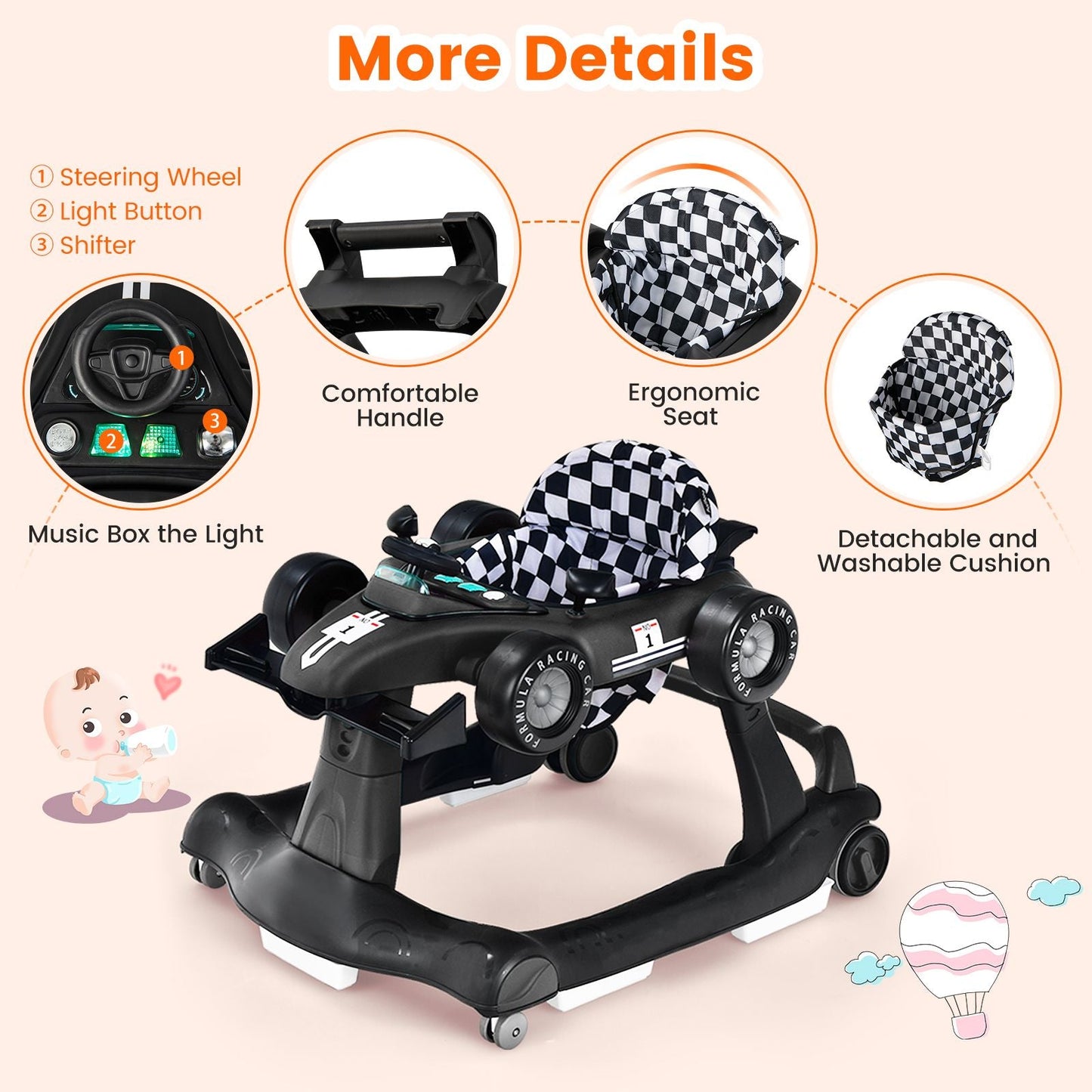 Versatile 4-In-1 Baby Push Walker