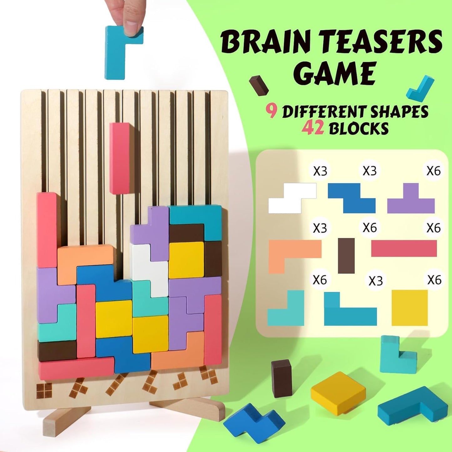 TetriMind™️- Montessori Wooden Tetris