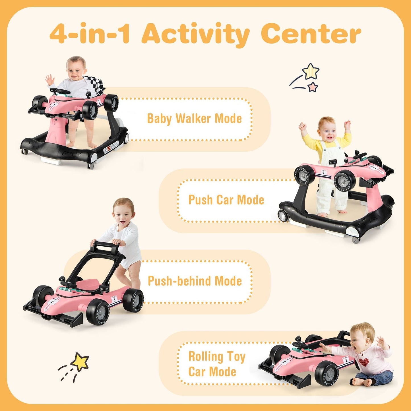 Versatile 4-In-1 Baby Push Walker