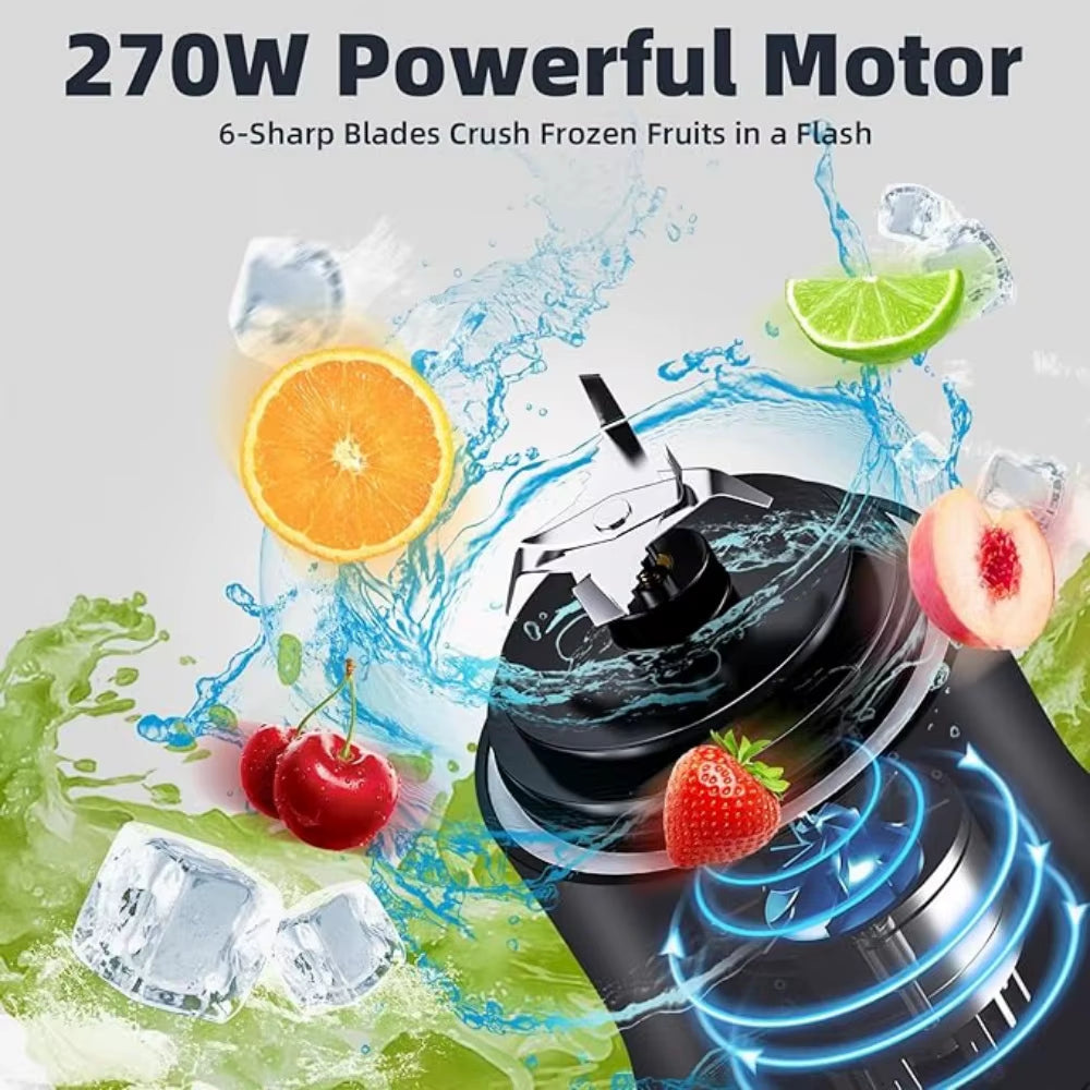 4000Mah Portable Juicer Mixer Cup 600ML with 6 Blades