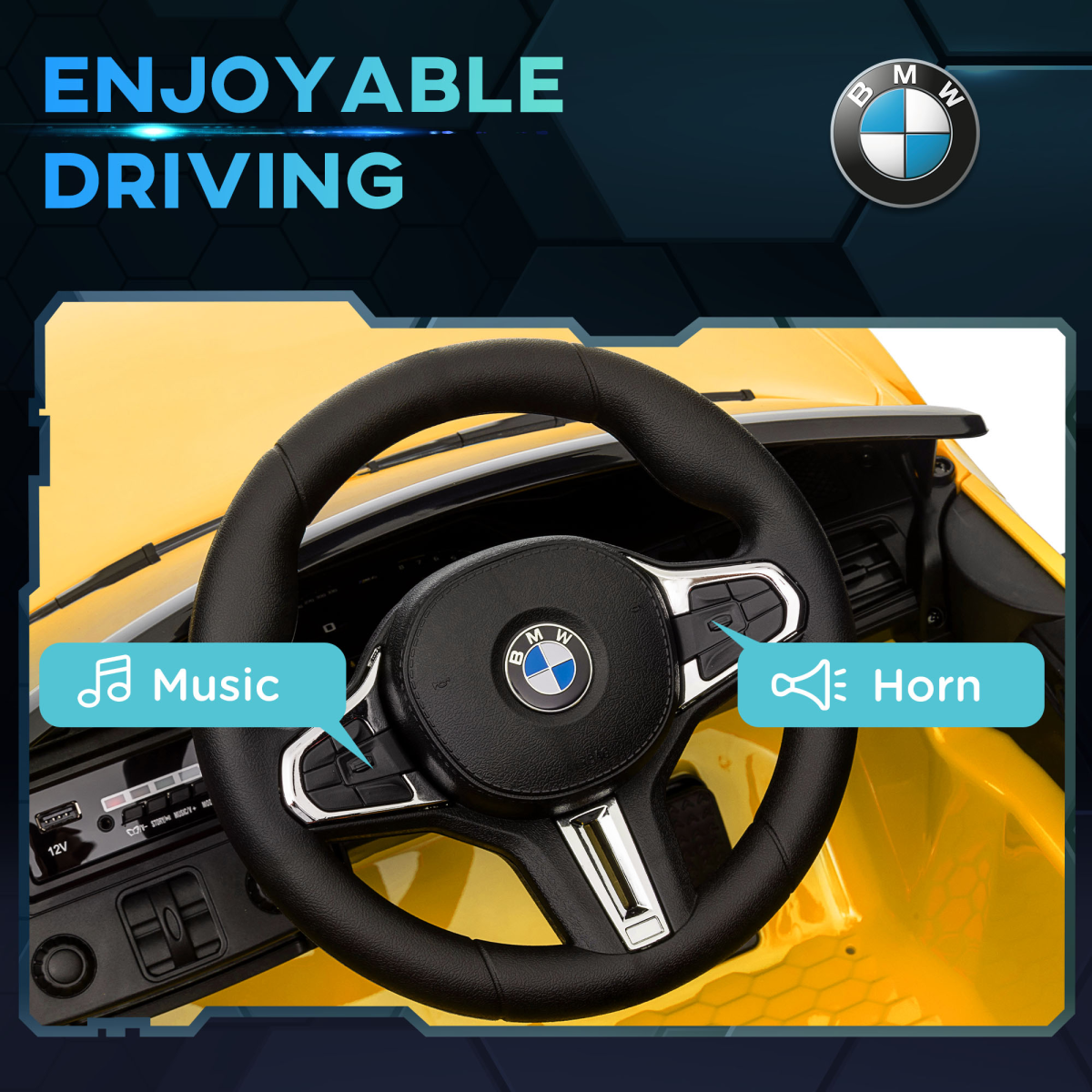 AIYAPLAY 12V BMW M4 Licensed Kids Electric Car w/ Remote, Suspension