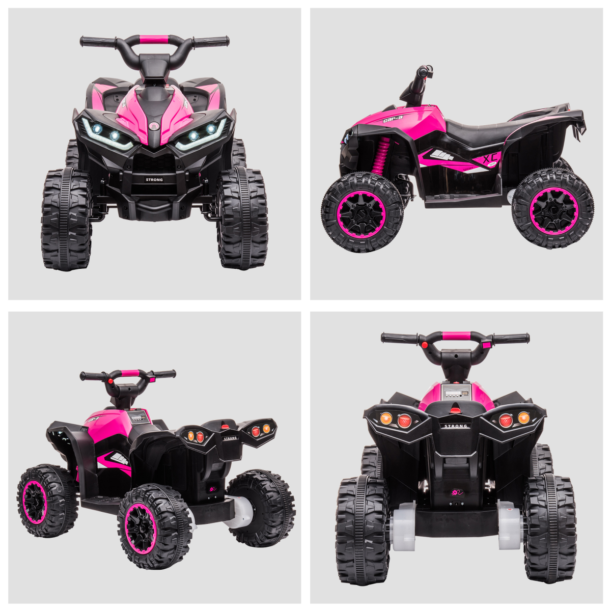 Pink 12V Kids Ride-On Quad ATV for Ages 3-5