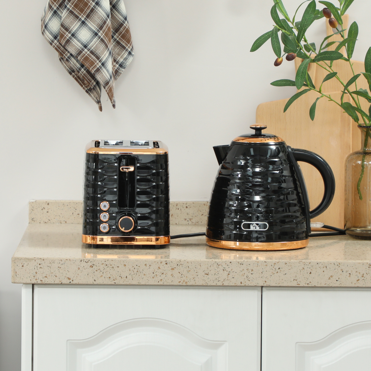 Chic Kettle & Toaster Set: Rapid Boil 1.7L Kettle & 2-Slice Toaster