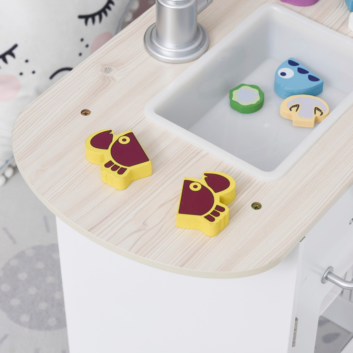Whimsical Kids Kitchen Play Set with Interactive Fountain 14-Piece