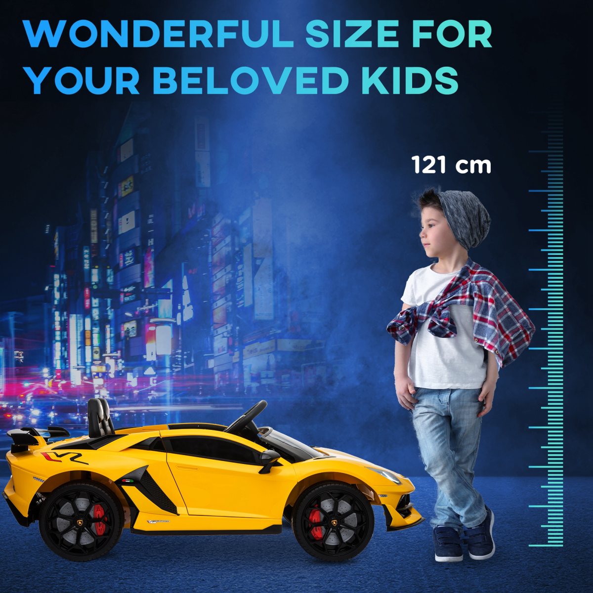 Lamborghini SVJ 12V Ride-On Car w/ Lights Music Remote 3-8 Yrs Yellow