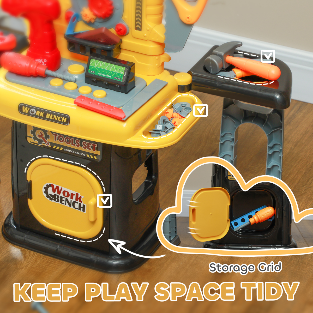 AIYAPLAY 102-Piece Kids Tool Set with Electric Drill & Storage