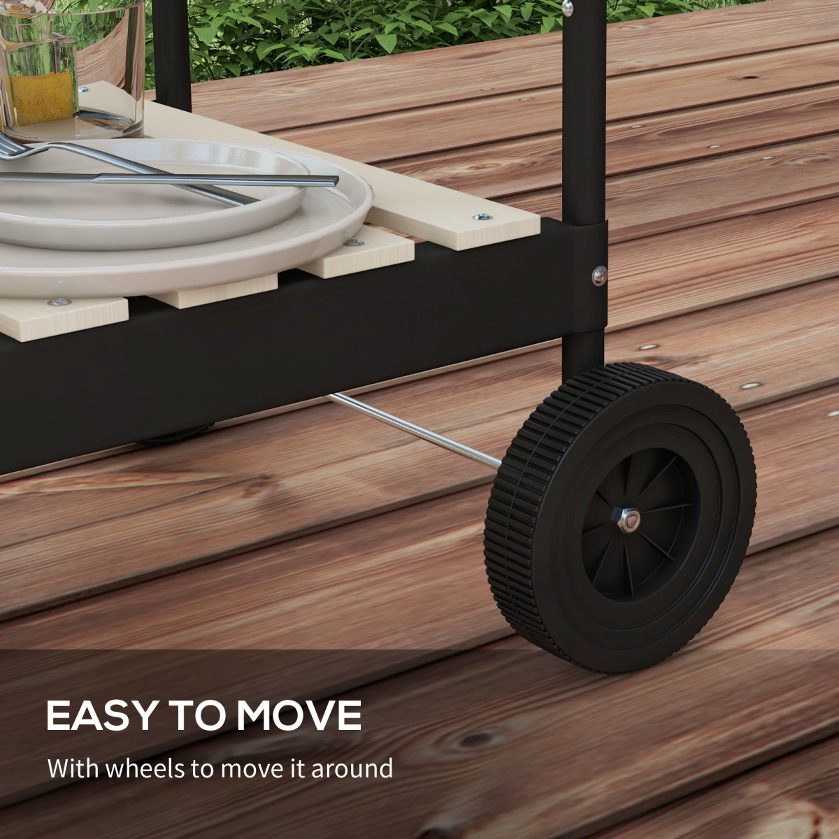Charcoal BBQ Grill Trolley 5-Level Height & Storage Shelves