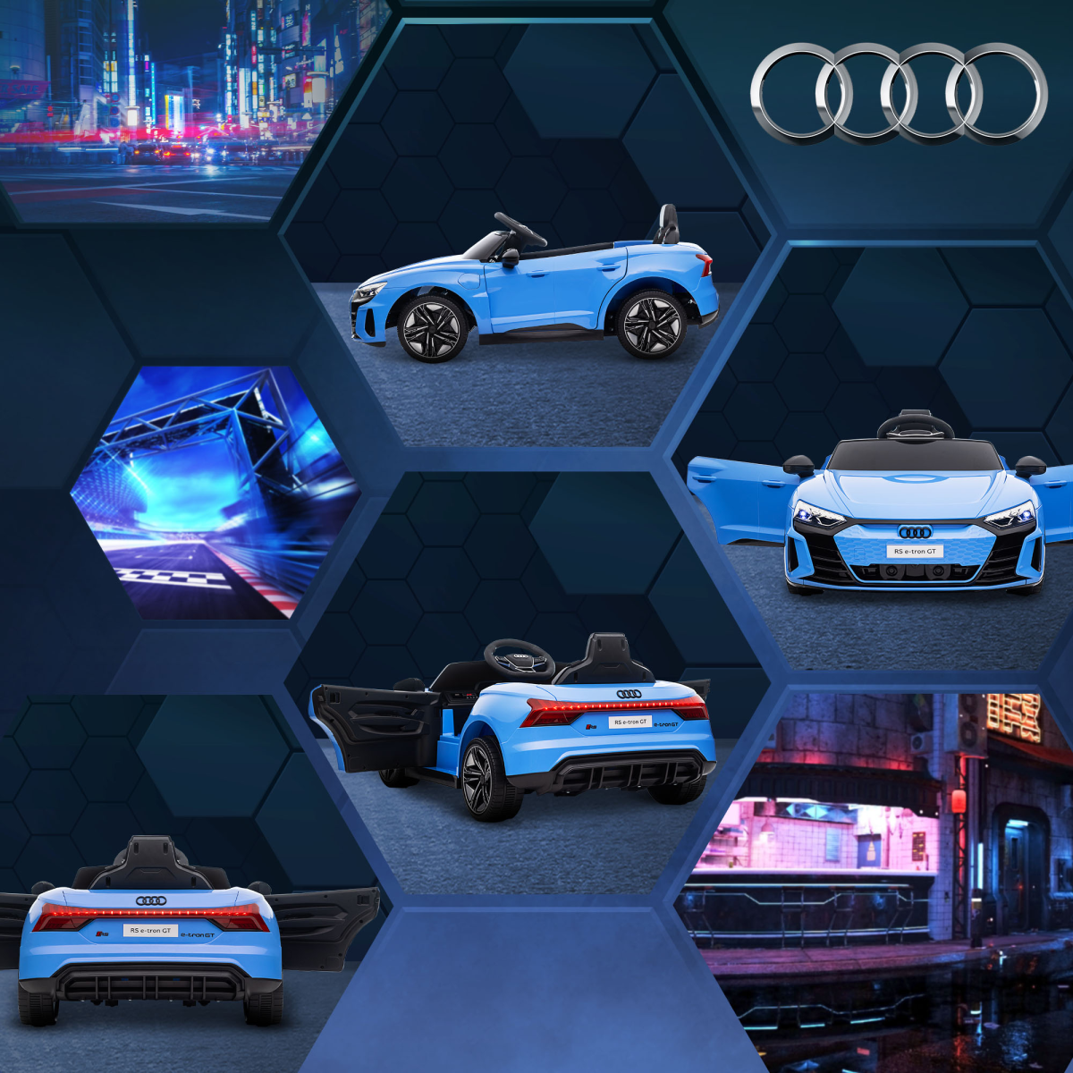 Blue Audi RS e-tron GT 12V Kids Electric Ride-On Car