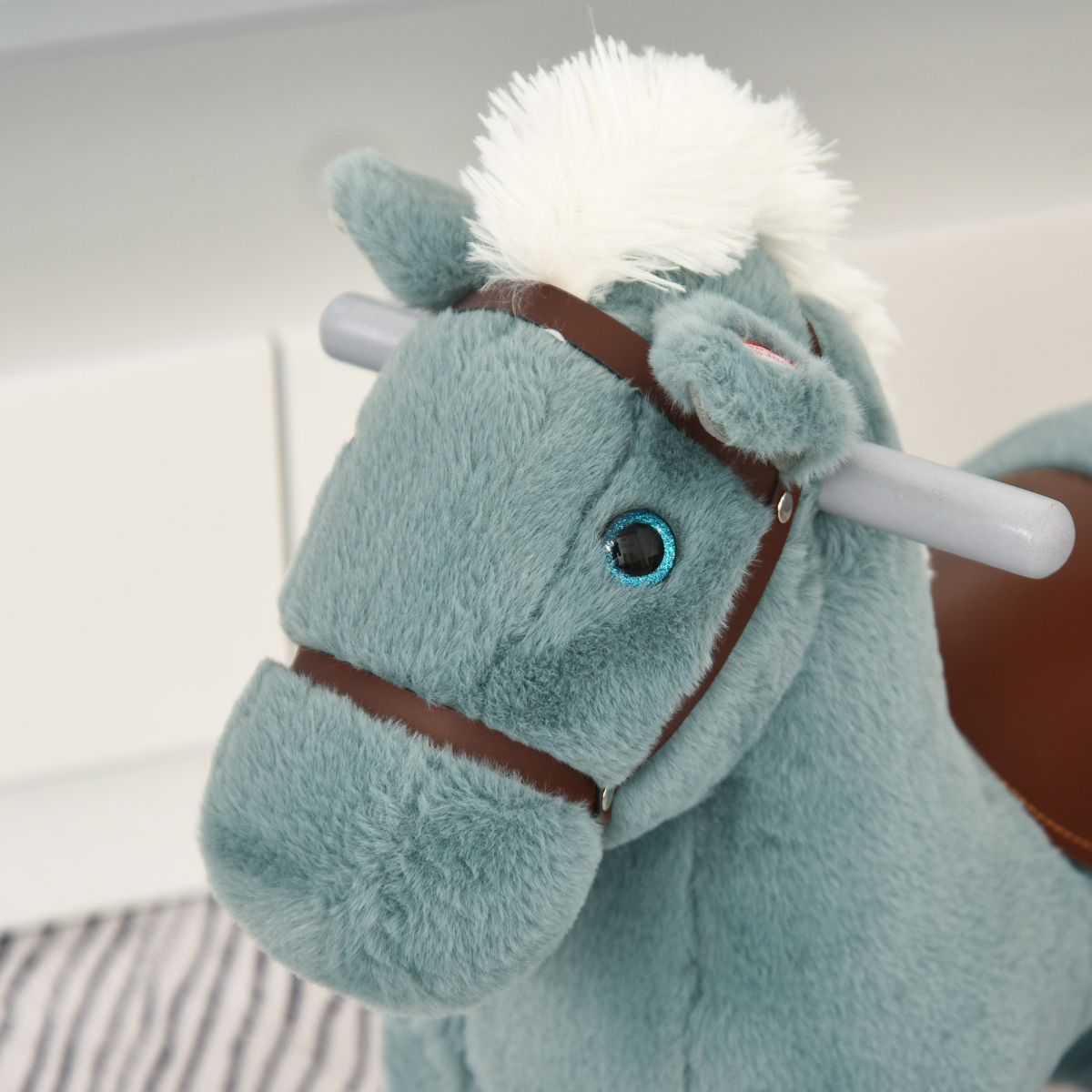 Plush Ride-On Rocking Horse with Sound Handle for Kids