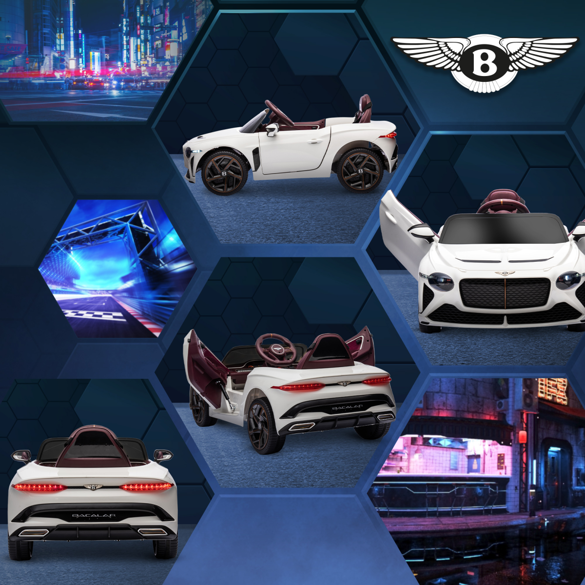 Luxury Bentley Bacalar 12V Kids Electric Car - White | Ultimate Ride for Ages 3-5