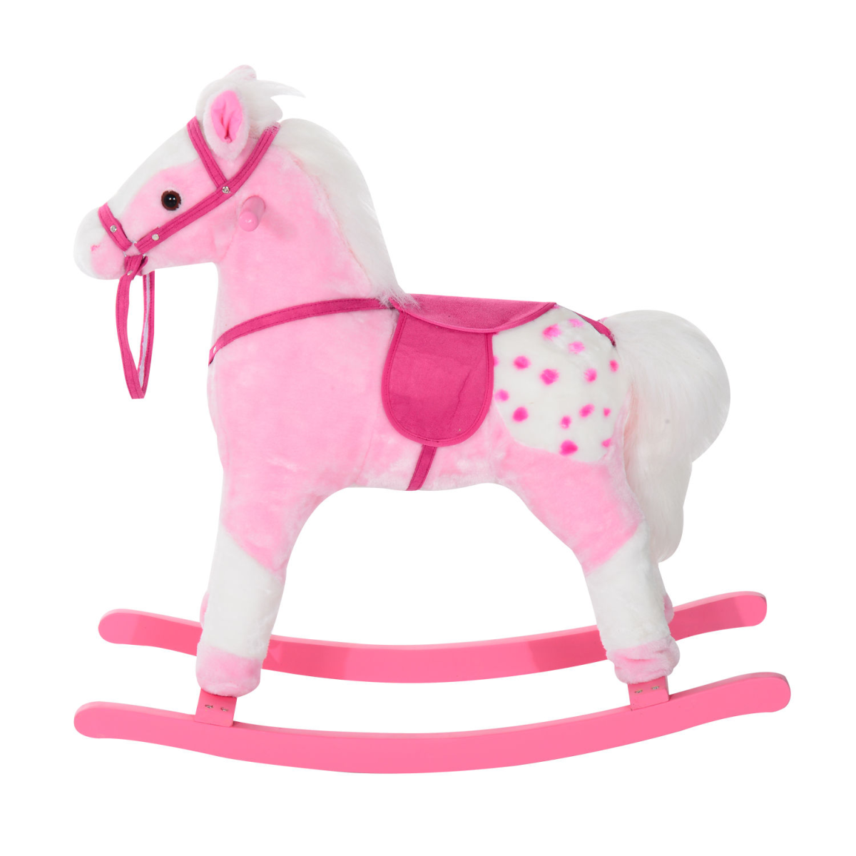 Neighing Plush Rocking Horse Toy Classic Wood Pony