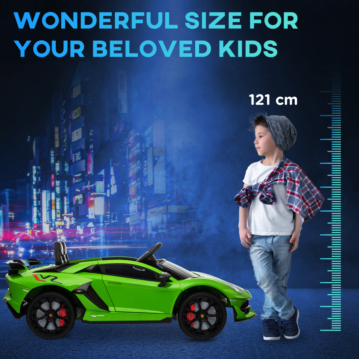 Lamborghini SVJ 12V Ride-On Car w/ Lights Music Remote 3-8 Yrs Green