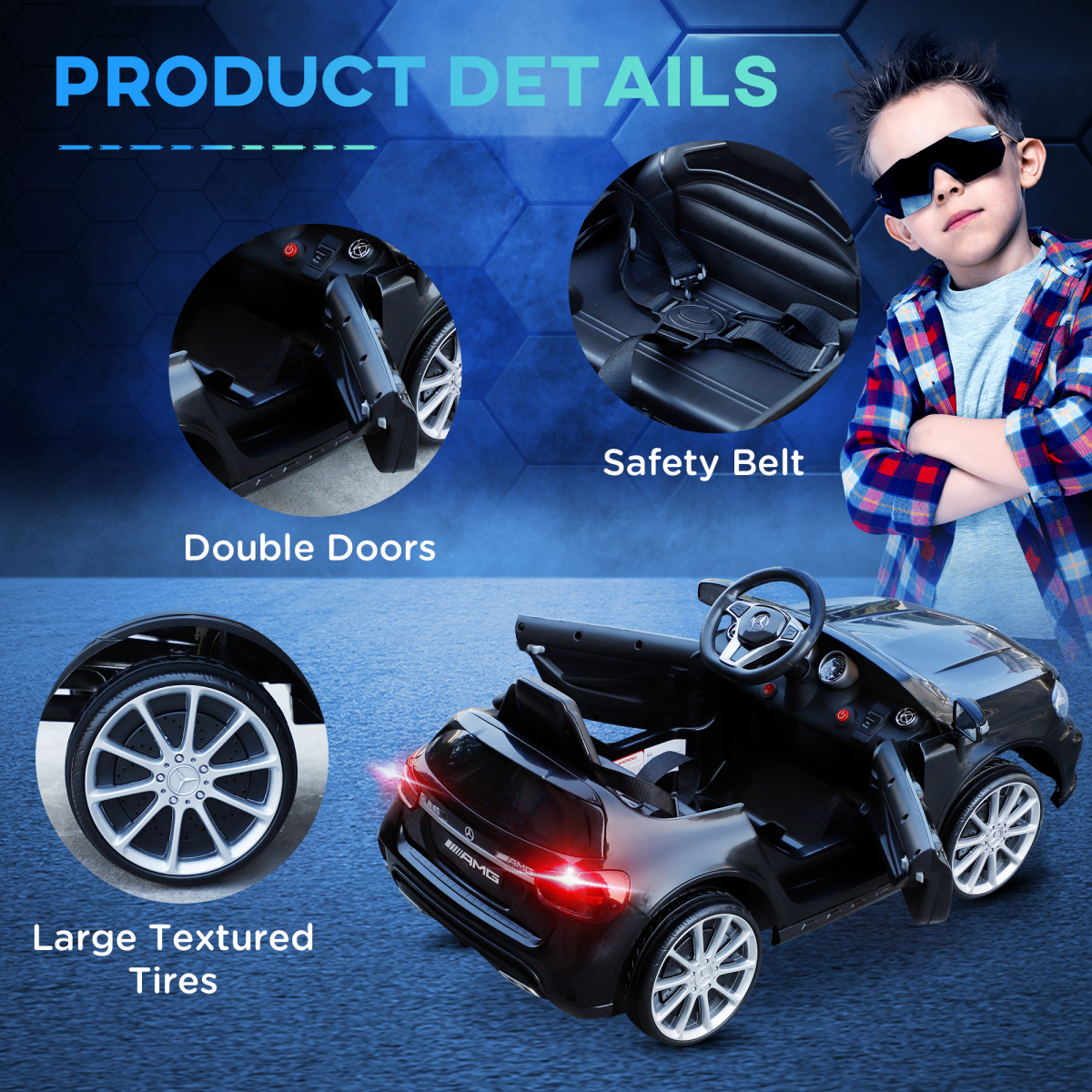 6V Licensed Mercedes Benz Kids Ride On Car W/ Remote Light Music Black