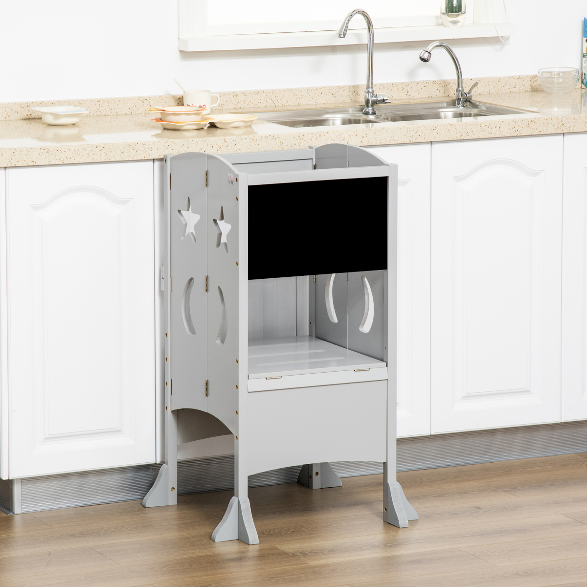 Creative Kids Step Stool with Blackboard & Lockable Rails