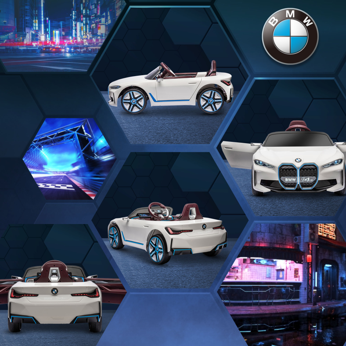 BMW i4 12V Kids Electric Ride-On Car - White | Fun & Safe for Ages 3-6!