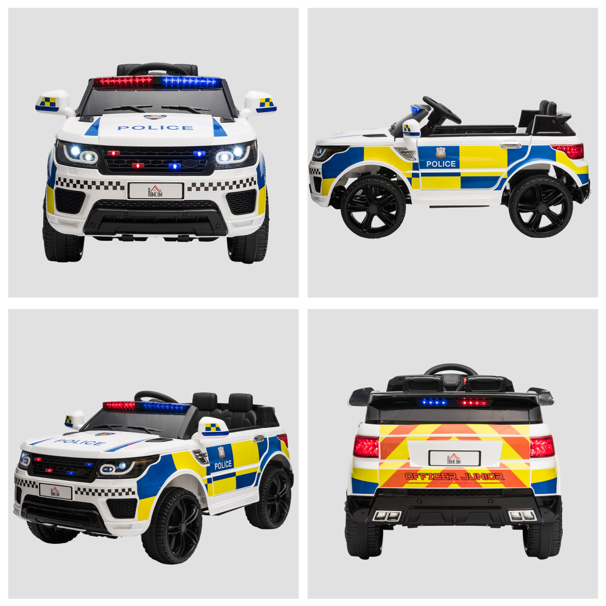 12V Electric Police Car Ride-On w/ Remote Siren & Bluetooth - Ages 3-6
