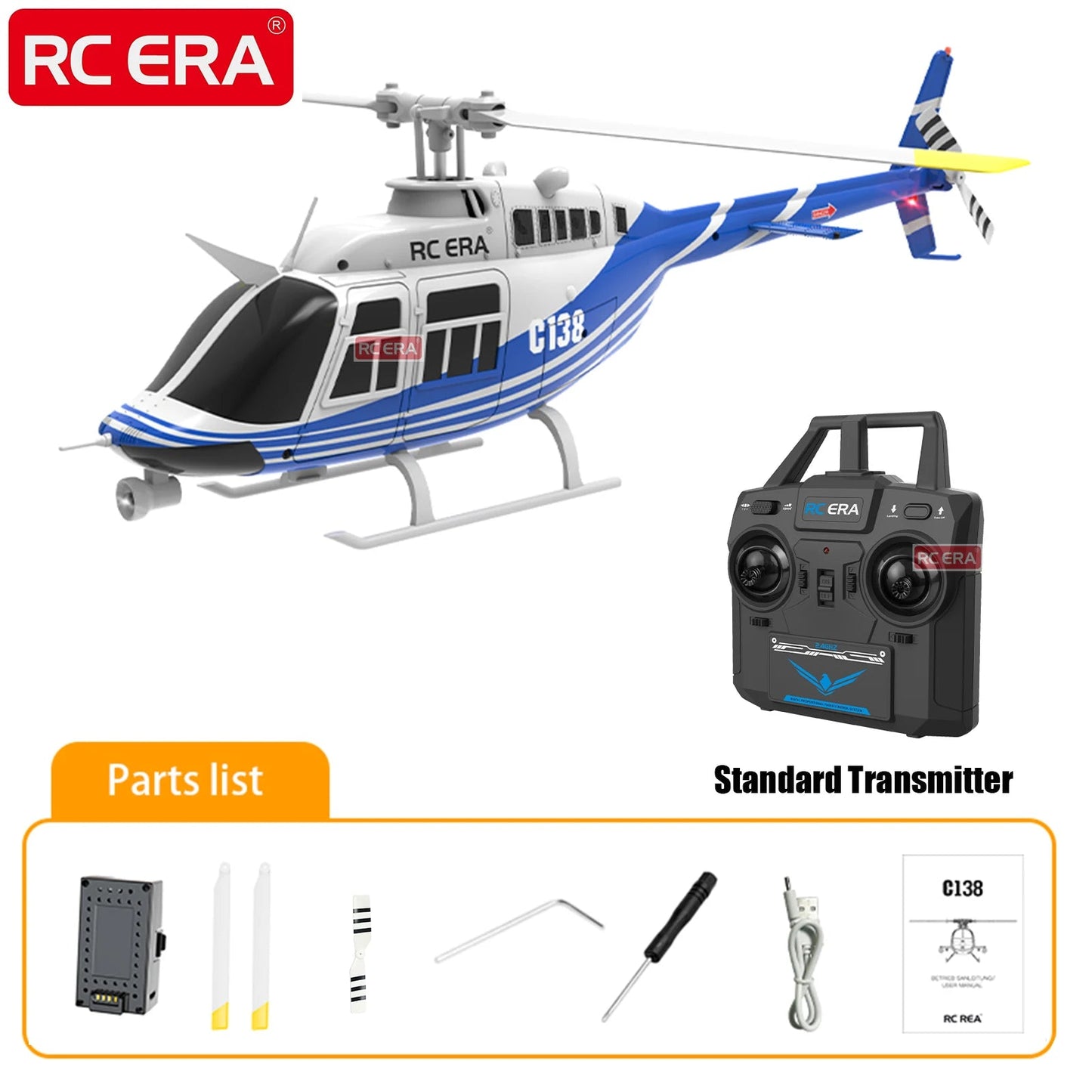 C138 BELL 206 Jet Ranger 6-Axis Gyro Stabilized 4-Channel RC Helicopter - Ready to Fly for Adults