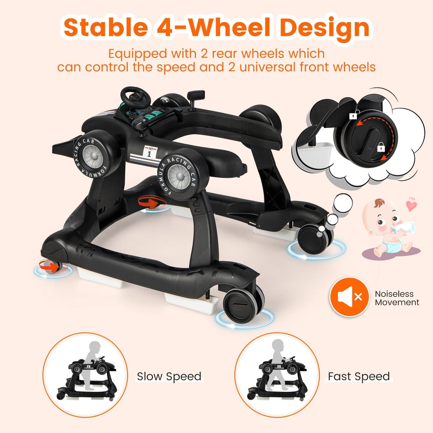 Versatile 4-In-1 Baby Push Walker