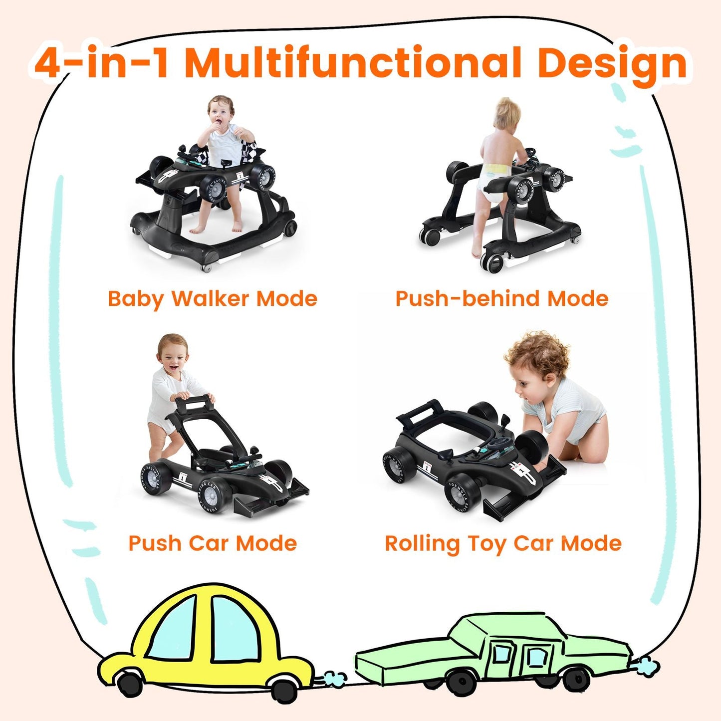 Versatile 4-In-1 Baby Push Walker