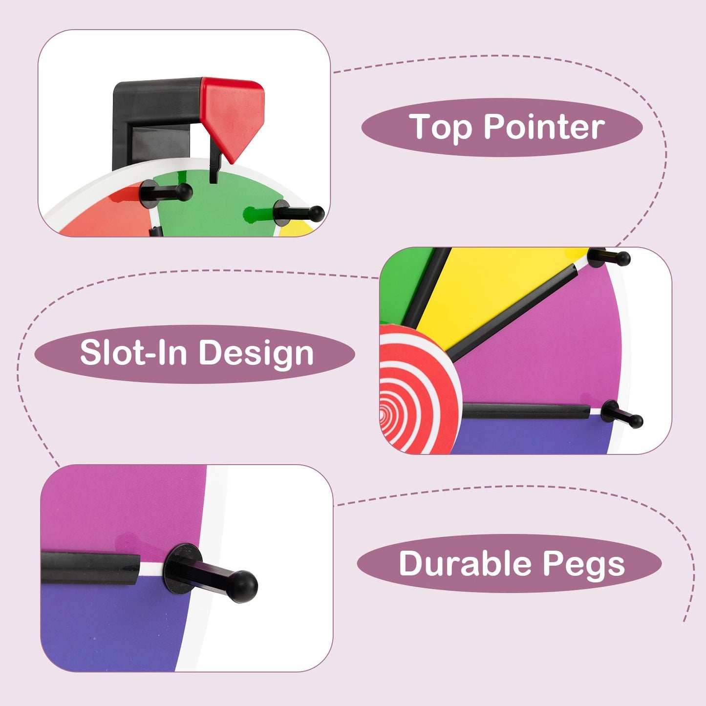 38 Cm Spinning Wheel Wall Mounted with Fixing Suction Cups