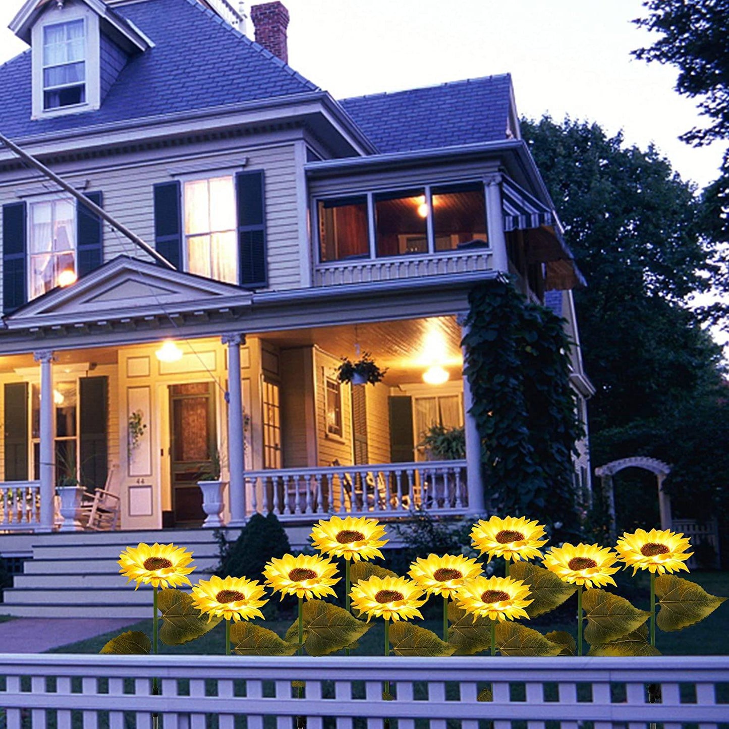 Solar Flower Stake Lights : 2-Pack Garden Outdoor Sunflower Solar Lighted LED