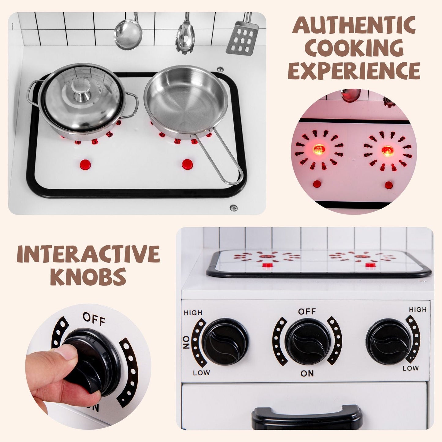 Play Kitchen Toy Set with Oven Real Sounds and Lights