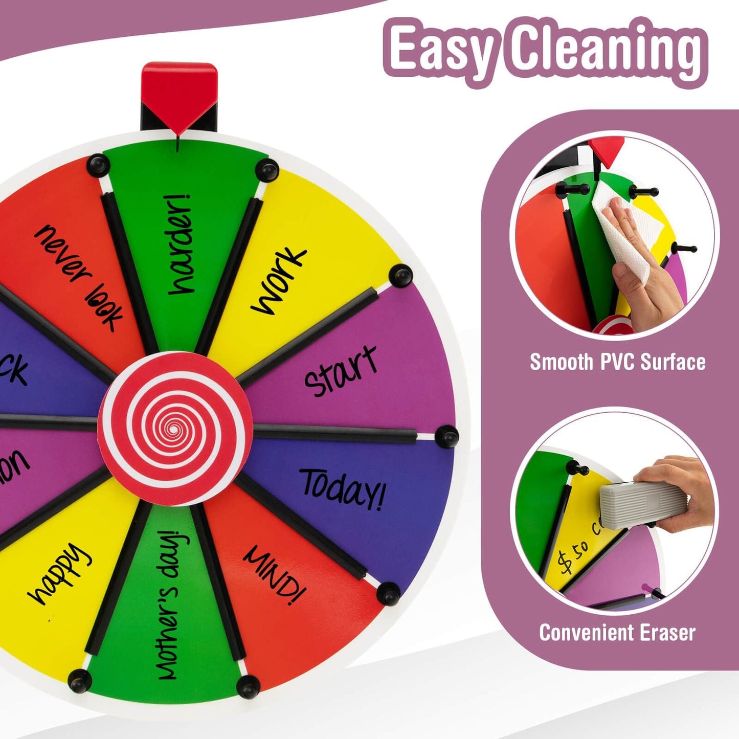 38 Cm Spinning Wheel Wall Mounted with Fixing Suction Cups