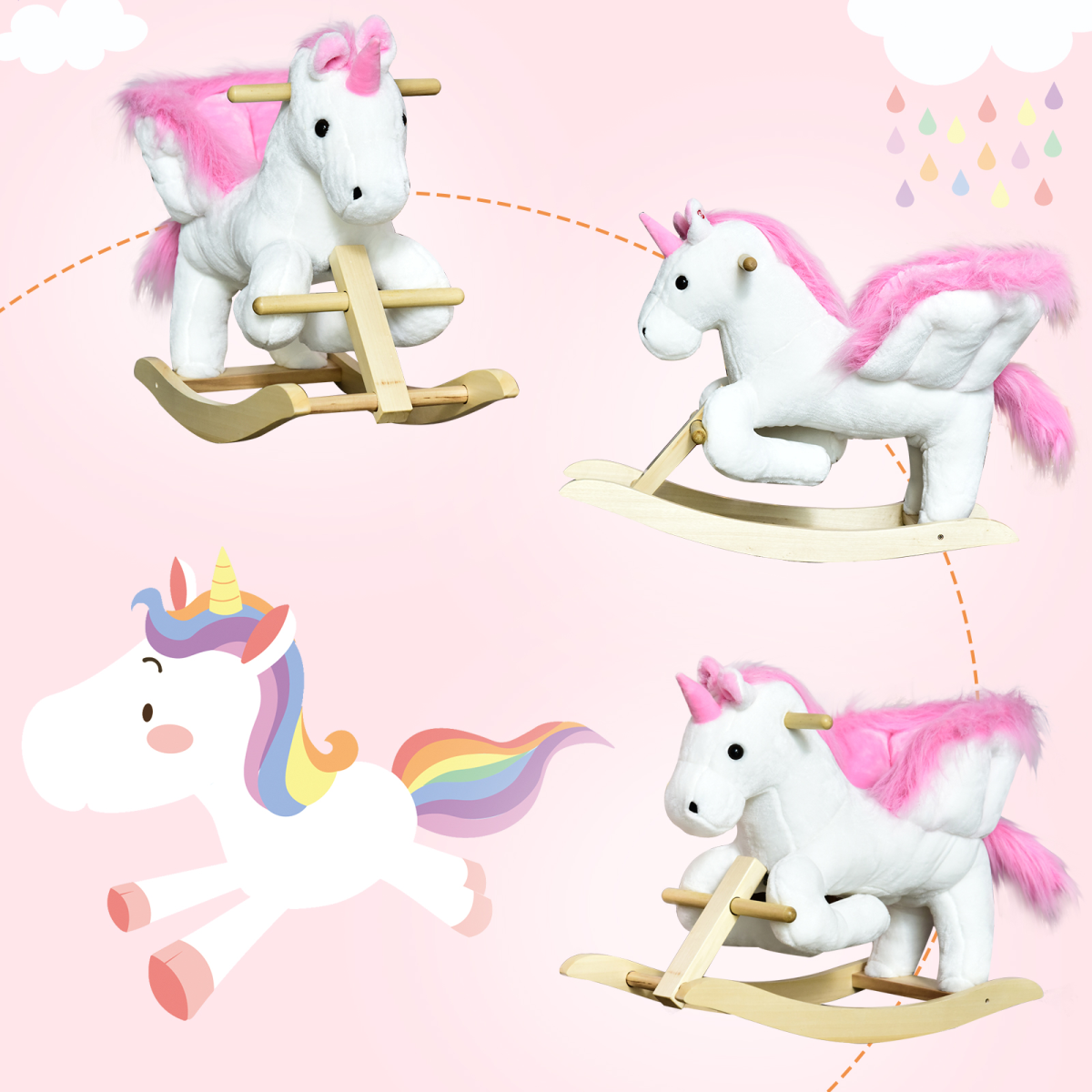 Enchanting Plush Unicorn Rocking Horse - Ride On