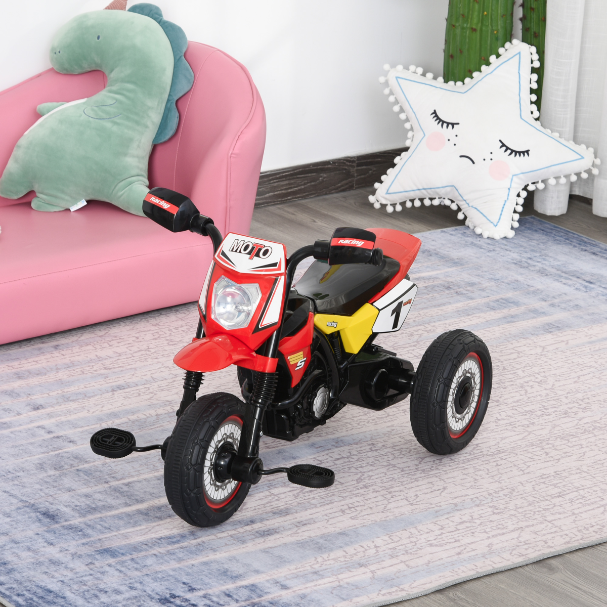 Bright Red Toddler Tricycle with Music & Lights