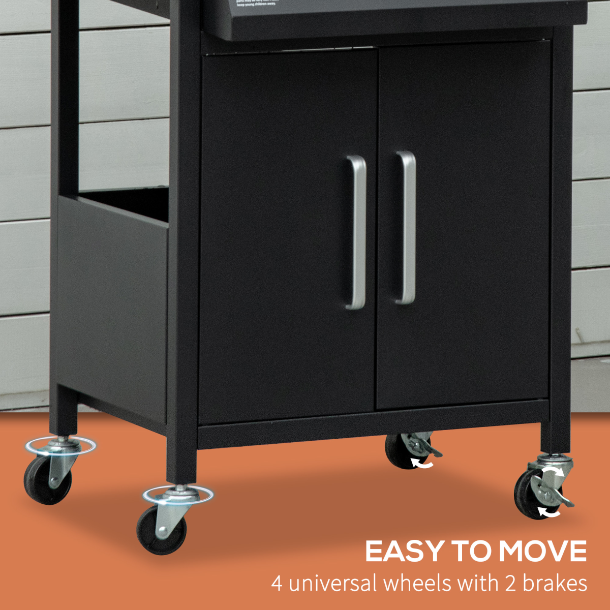 3-Burner Portable Gas BBQ Grill with Storage Cabinet