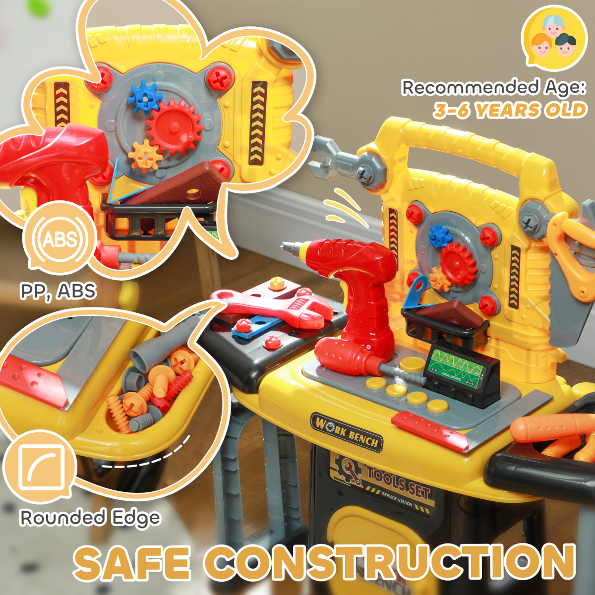 AIYAPLAY 102-Piece Kids Tool Set with Electric Drill & Storage