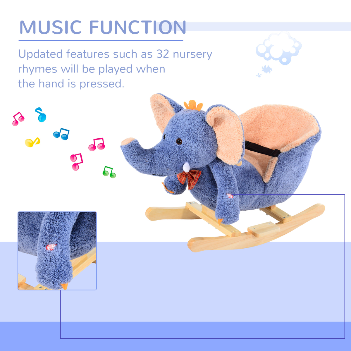 Jumbo Elephant Rocking Horse with Music for Toddlers