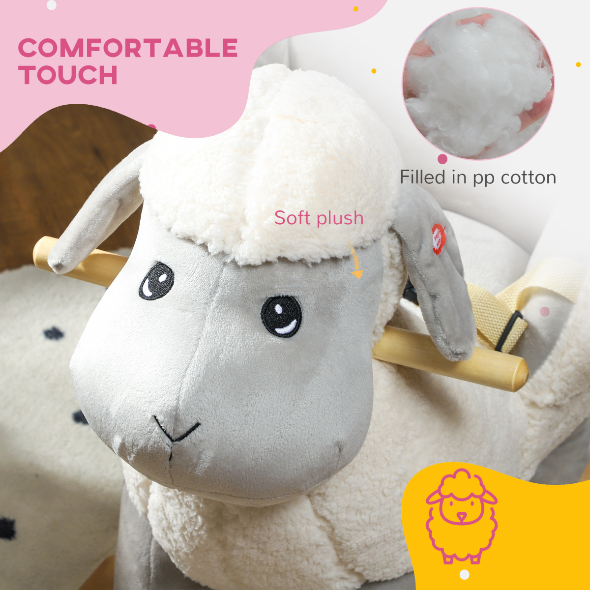 AIYAPLAY Grey Baby Rocking Horse for 1-3 Years
