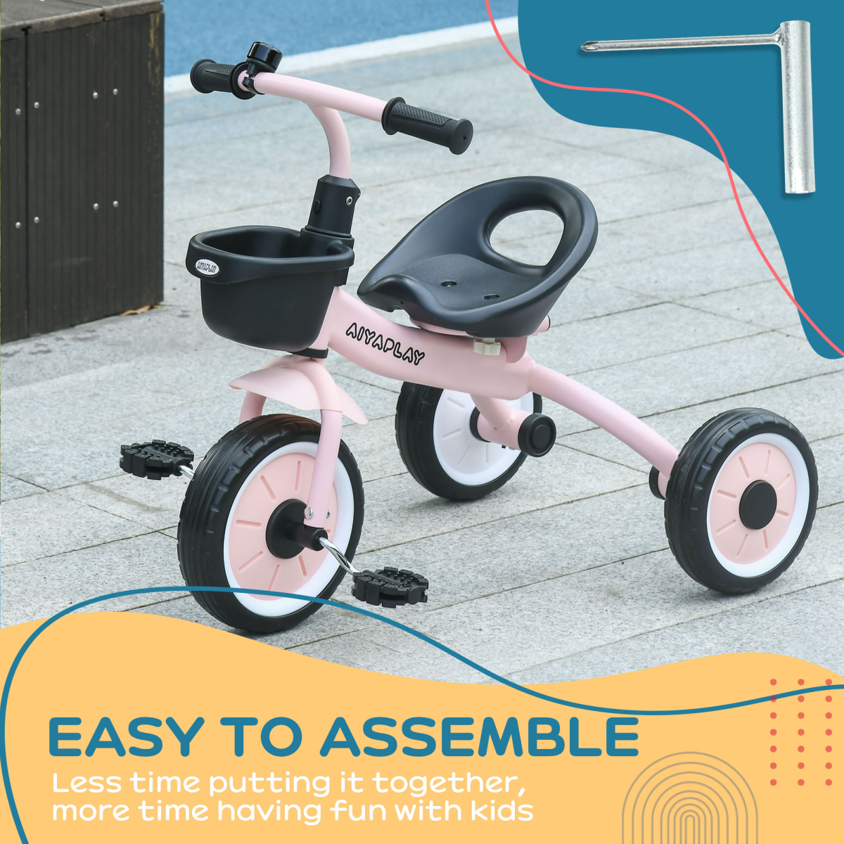 Pink Kids Trike: Adjustable Seat, Basket & Bell - Perfect for Ages 2-5!
