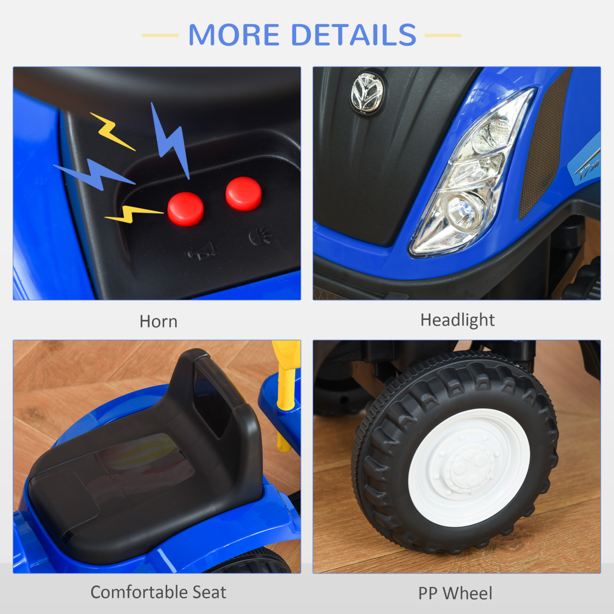 Blue Ride-On Tractor Toddler Walker & Slider for Ages 12-36 Months
