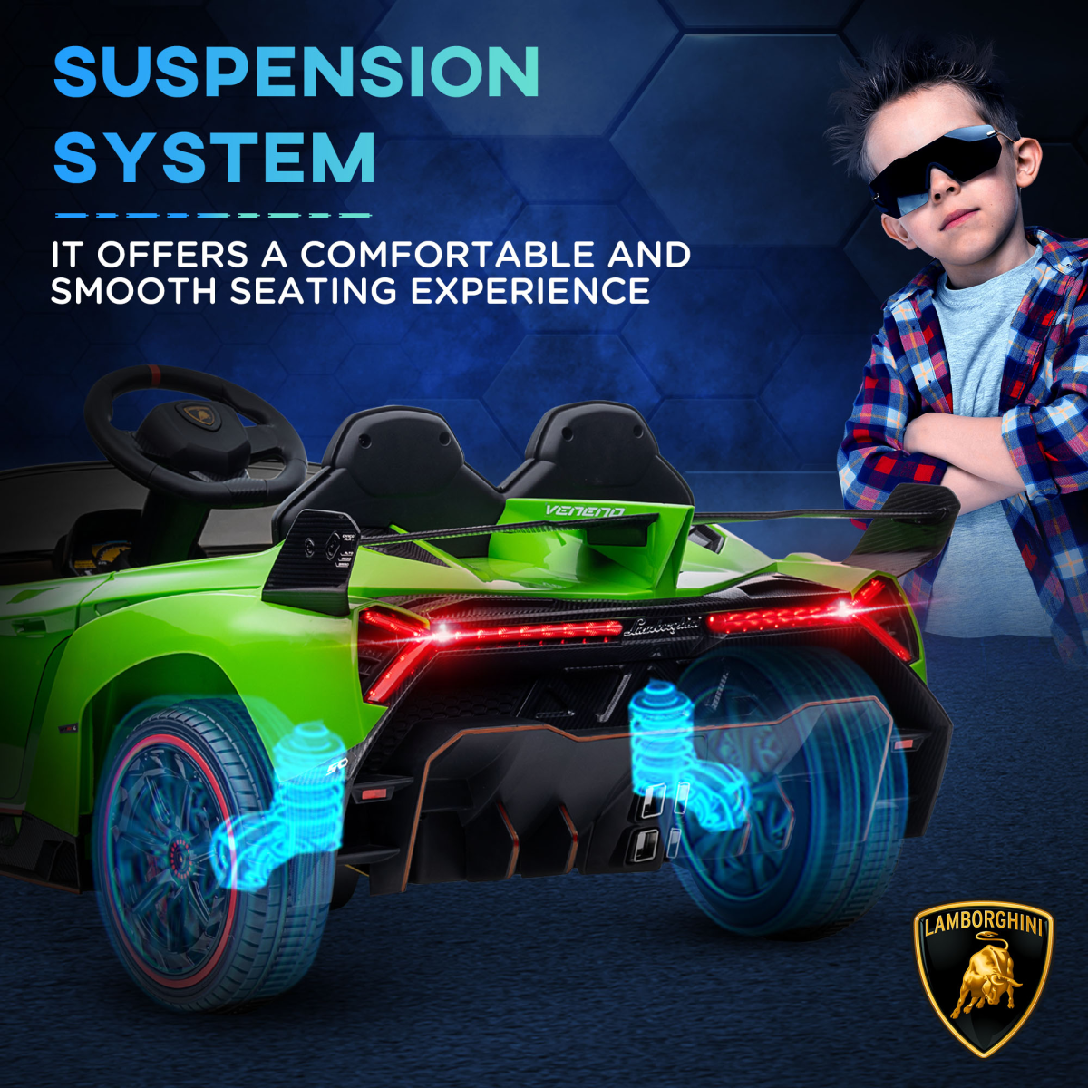 Lamborghini Veneno Licensed Electric Ride-on Car with Remote- Green
