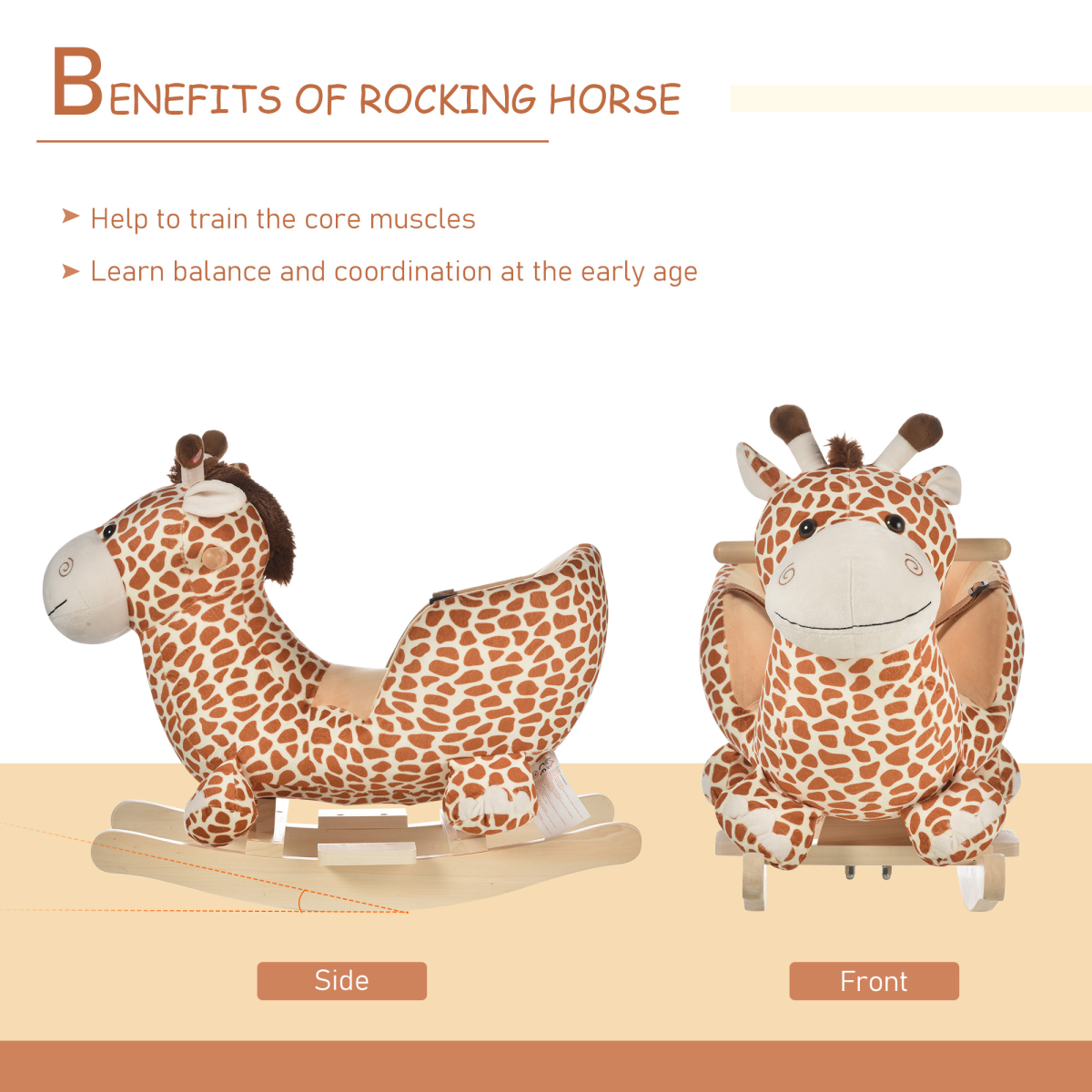 Plush Giraffe Rocking Horse with 32 Songs