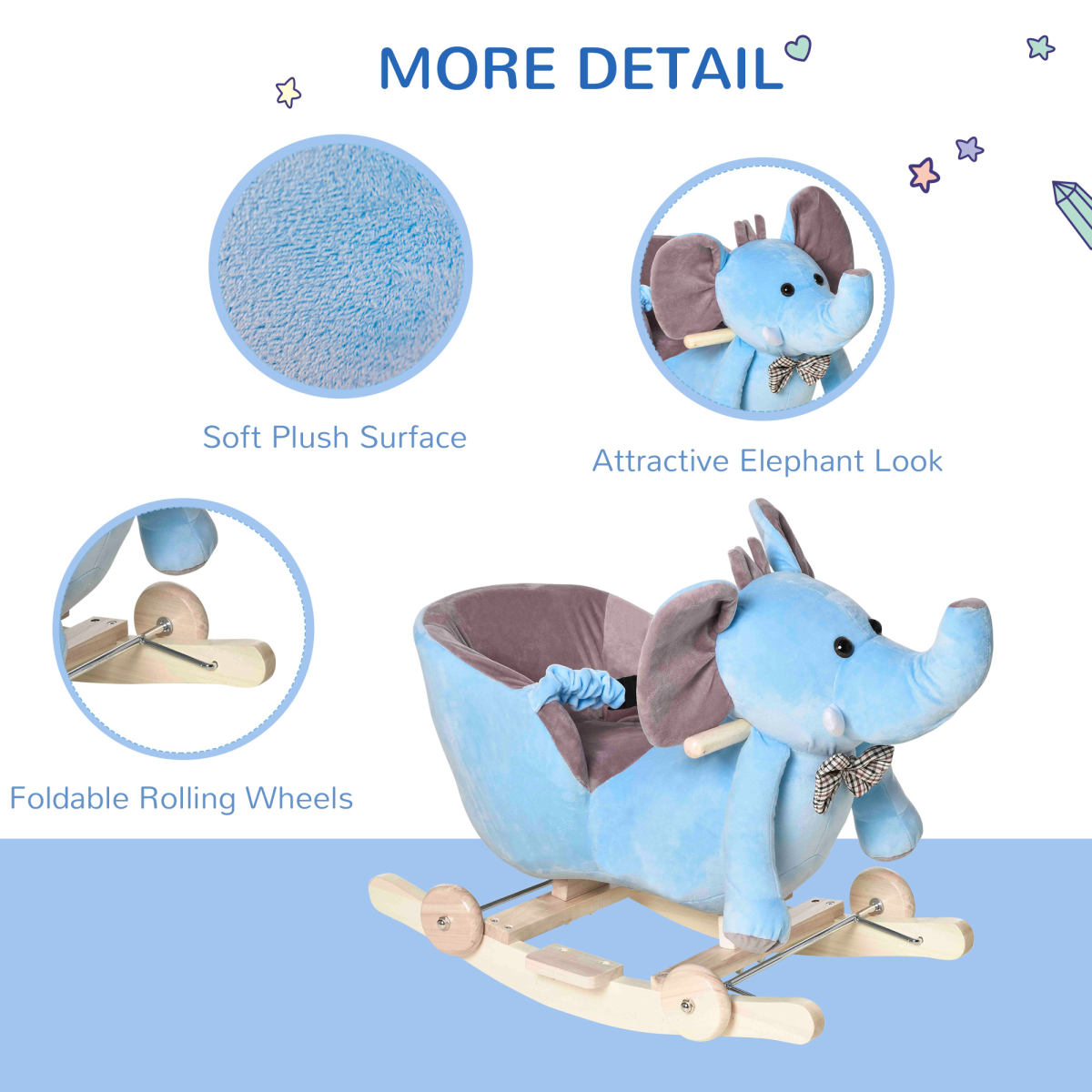 2-in-1 Rocking Horse Elephant with Music for Kids