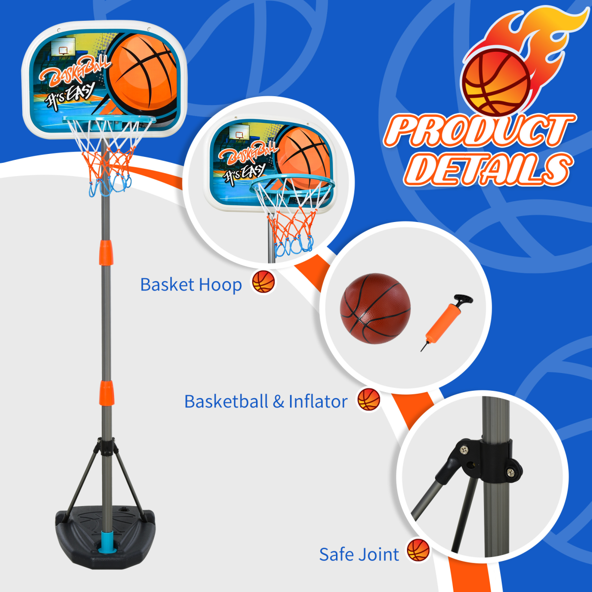 Adjustable Kids Basketball Set for Ages 3-8