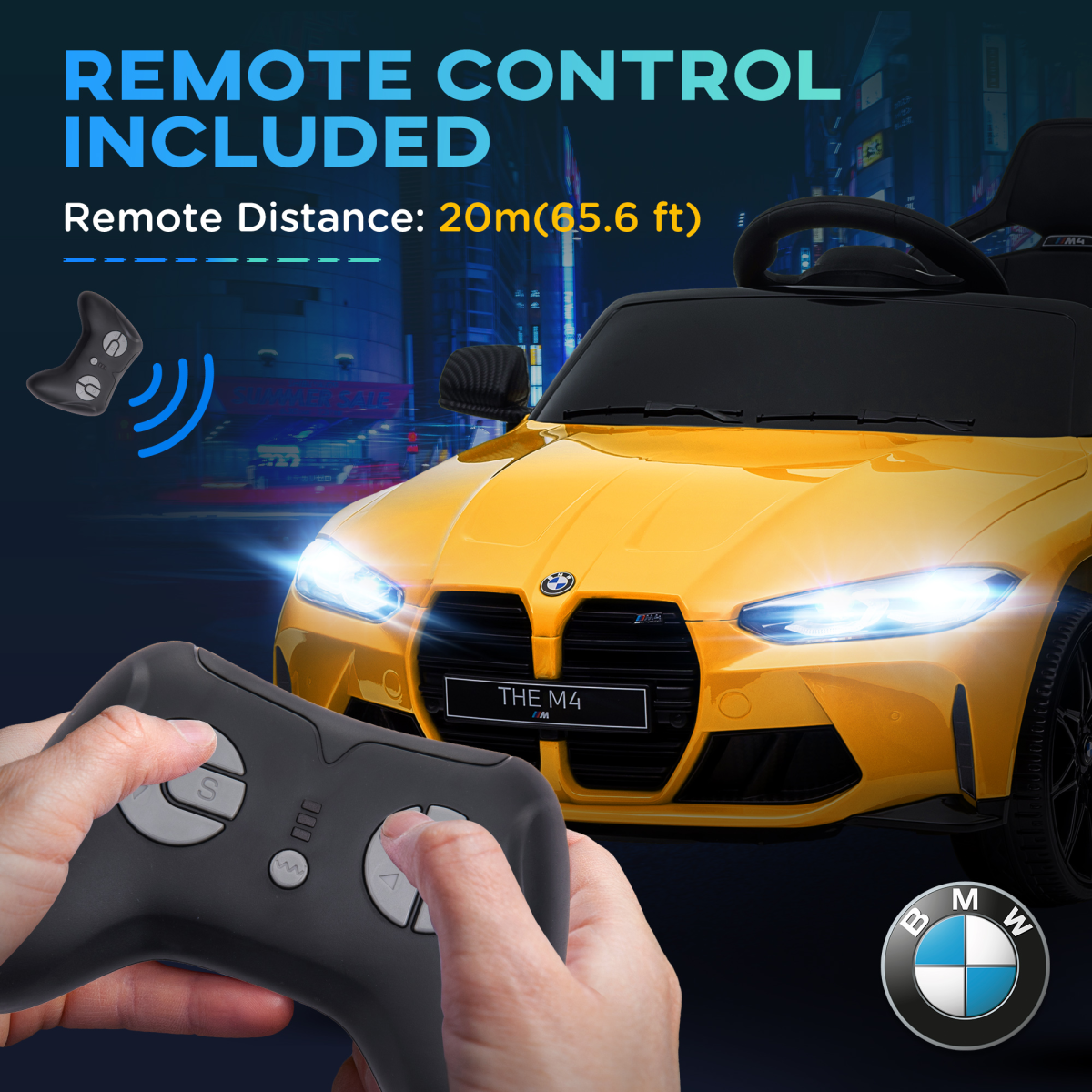 AIYAPLAY 12V BMW M4 Licensed Kids Electric Car w/ Remote, Suspension