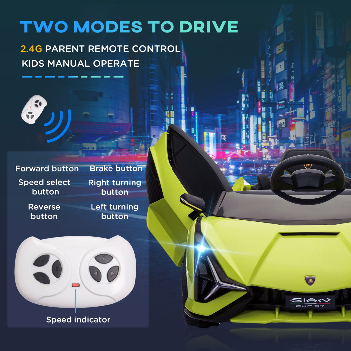Lamborghini SIAN 12V Kids Electric Ride On Car Toy w/ Remote Control