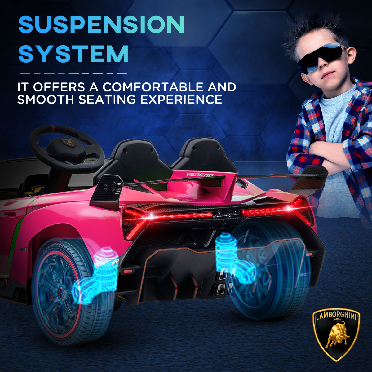 Lamborghini Veneno Licensed Electric Ride-on Car with Remote- Pink