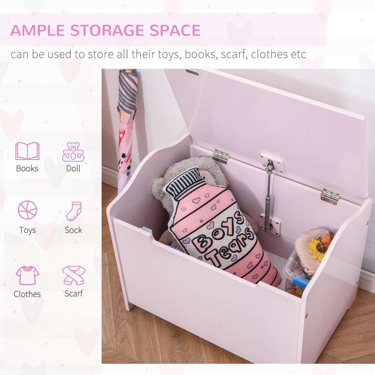 Kids Pink Toy Storage Box Organizer 40x60cm